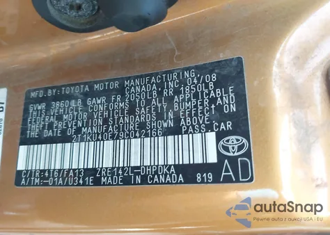 2009 Toyota Matrix from USA, damaged, VIN 2T1KU40E79C042166